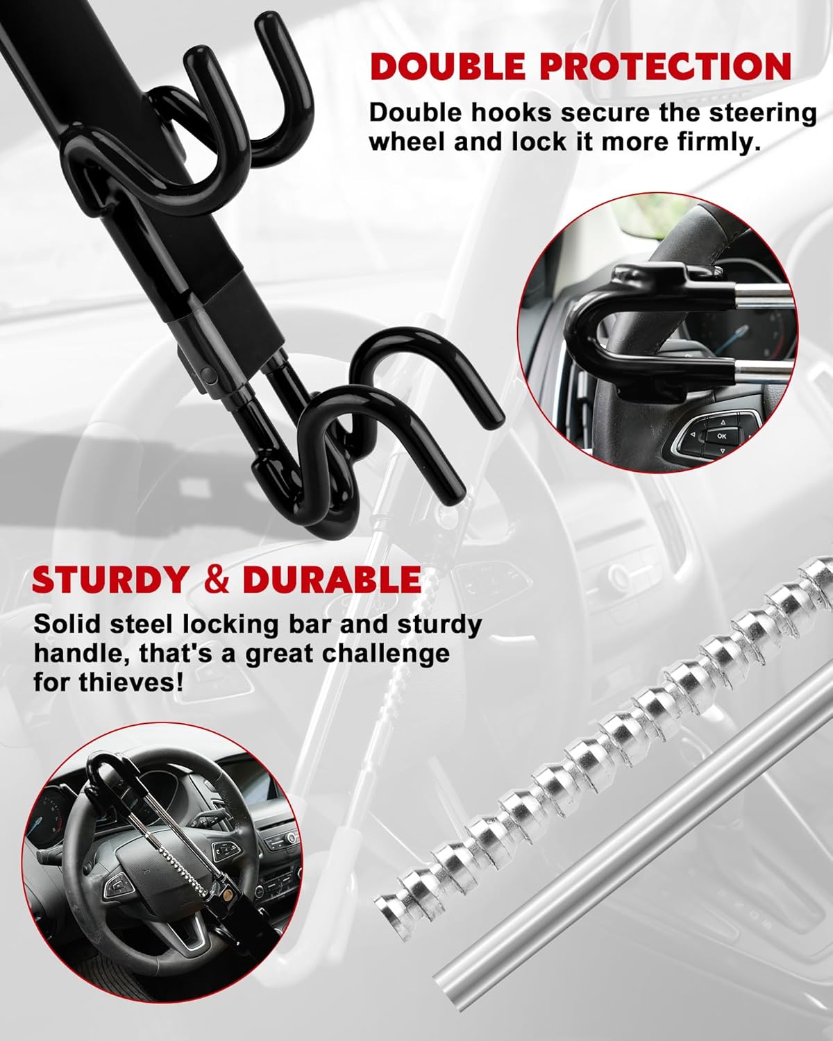 FortiLock™ Steering Wheel Clamp Anti-Car Theft Deterrent