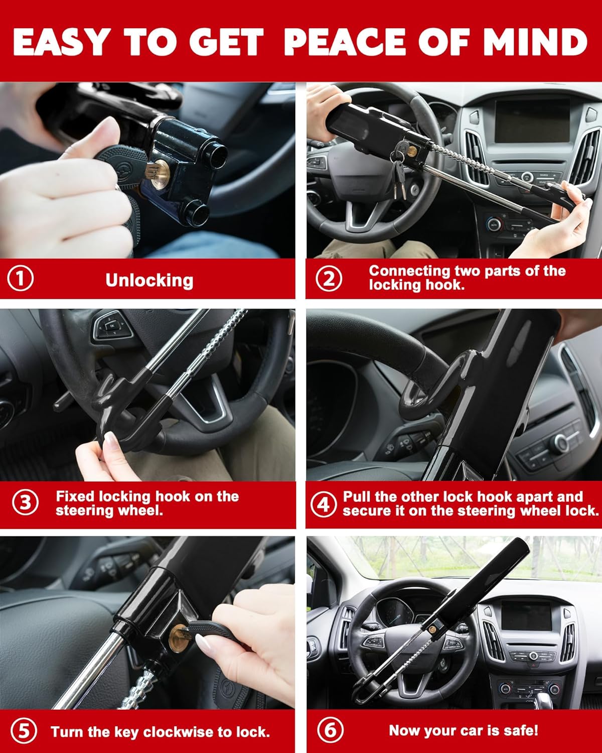 FortiLock™ Steering Wheel Clamp Anti-Car Theft Deterrent